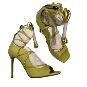 Lita by Ciara Solid Strappy Heel Sandal Acid Lime Green Size 42 11.5 12 NEW $398